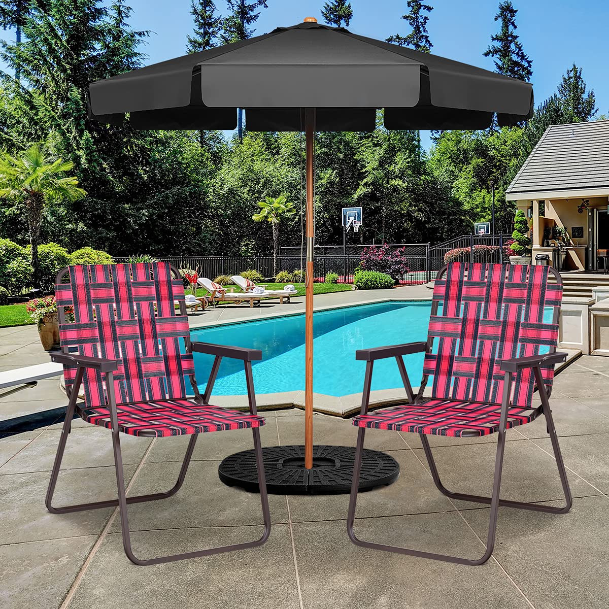 Tangkula Lot de 6 chaises pliantes de patio, ensemble de chaises de jardin pliantes d'extérieur avec accoudoir, cadre en acier robuste